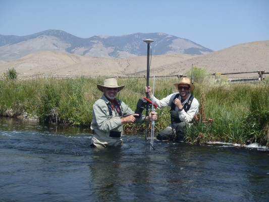 Measuring velocity distributions with an Acoustic Doppler Velocimeter (ADV) at different points in the study reach for model calibration.